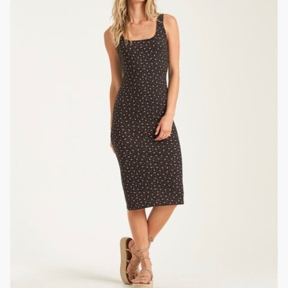 Billabong - Share More Joy Midi Dress Sleeveless JD53NBSH | Small | Black Floral - Picture 9 of 15